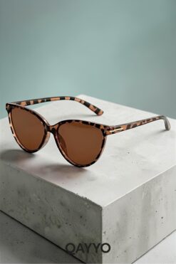 QAYYO Accessories Valery Leopar Kahverengi Uv400 Korumalı Ultra Hafif Kadın Güneş Gözlüğü