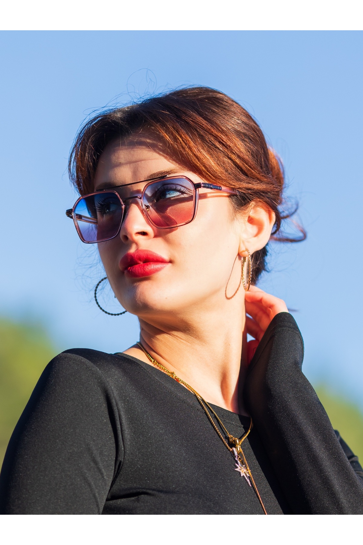 Angel Eyes Pembe Çerçeve Kadın Güneş Gözlüğü Ce Belgeli - Görsel 2