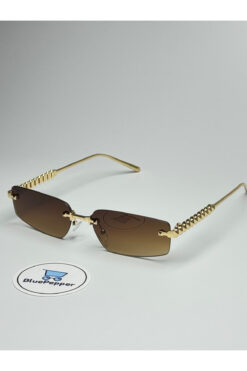 BluePepper CARTYY V5 KAHVE GÜNEŞ GÖZLÜĞÜ Geometrik Çerçeve 57-18-140 ekartman