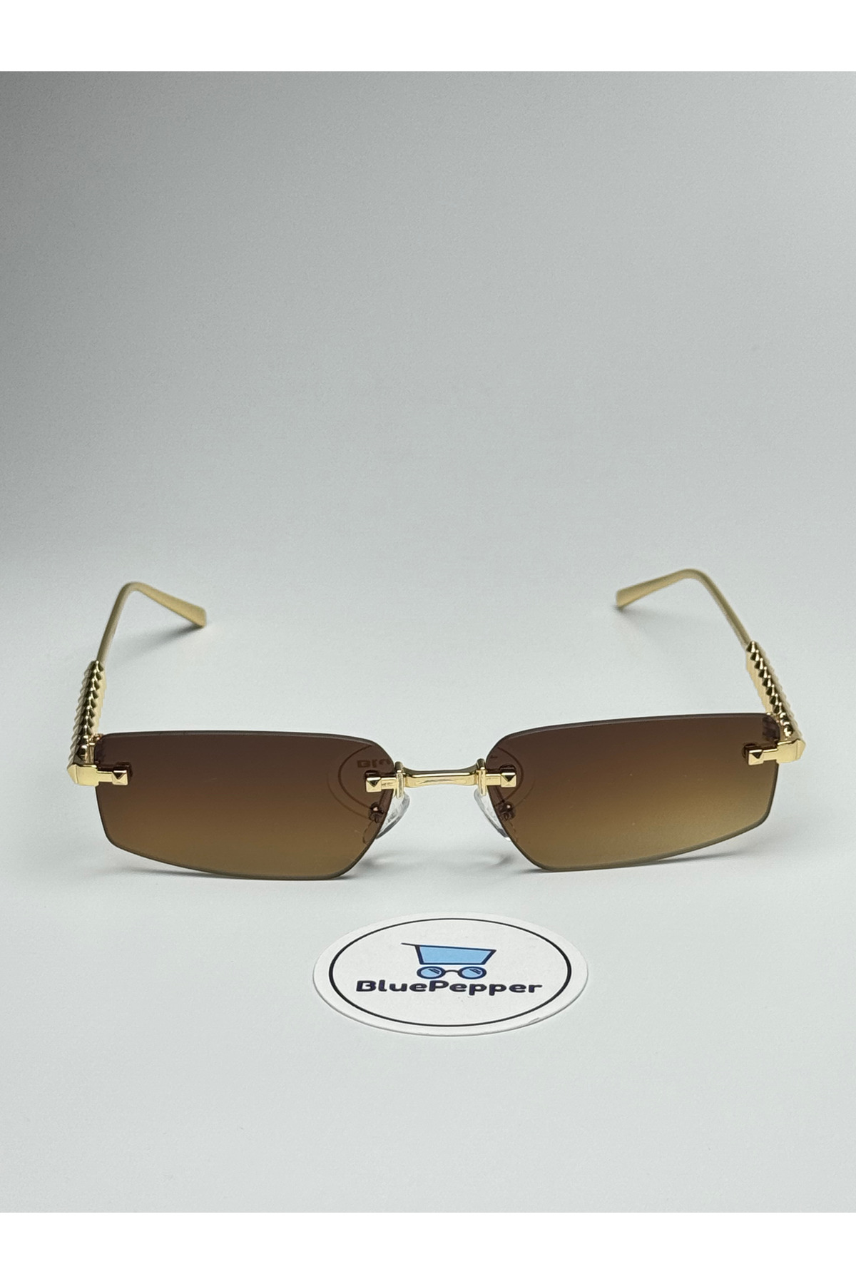 BluePepper CARTYY V5 KAHVE GÜNEŞ GÖZLÜĞÜ Geometrik Çerçeve 57-18-140 ekartman - Görsel 2