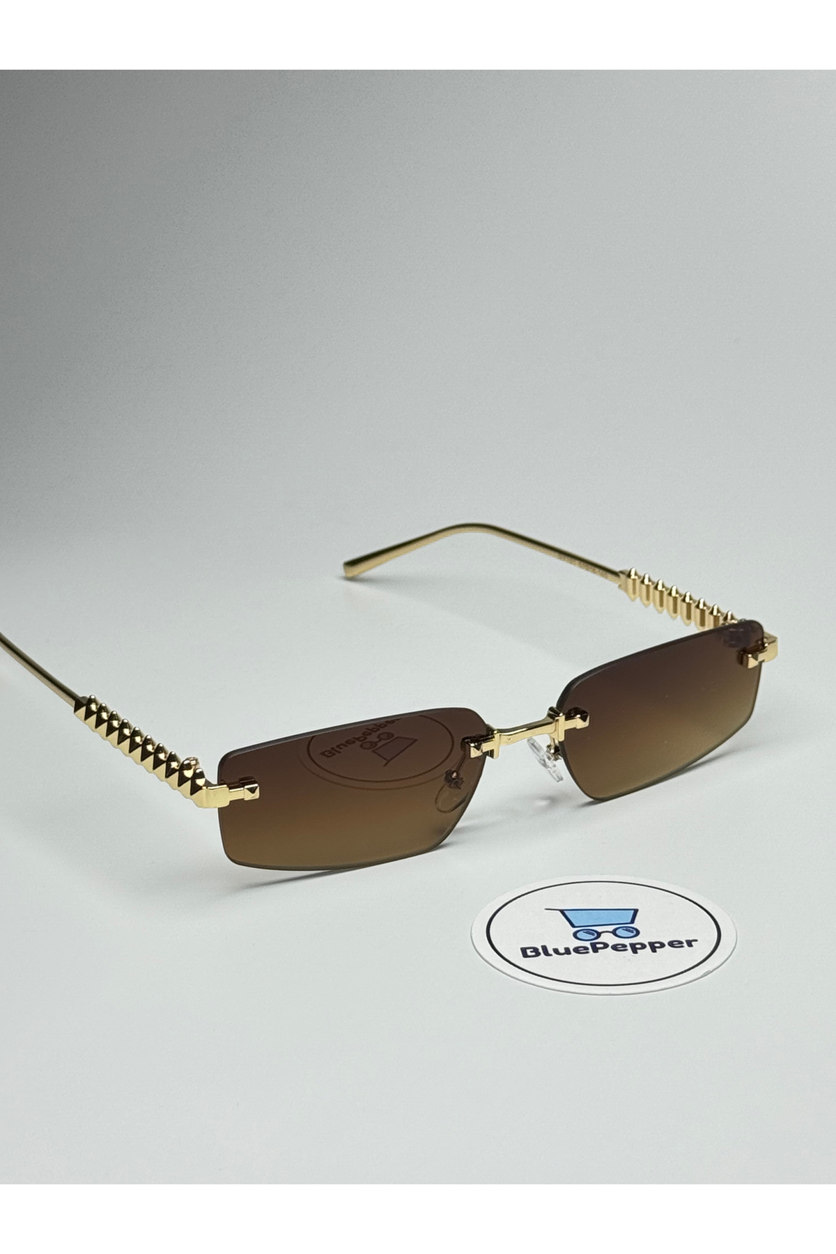BluePepper CARTYY V5 KAHVE GÜNEŞ GÖZLÜĞÜ Geometrik Çerçeve 57-18-140 ekartman - Görsel 3