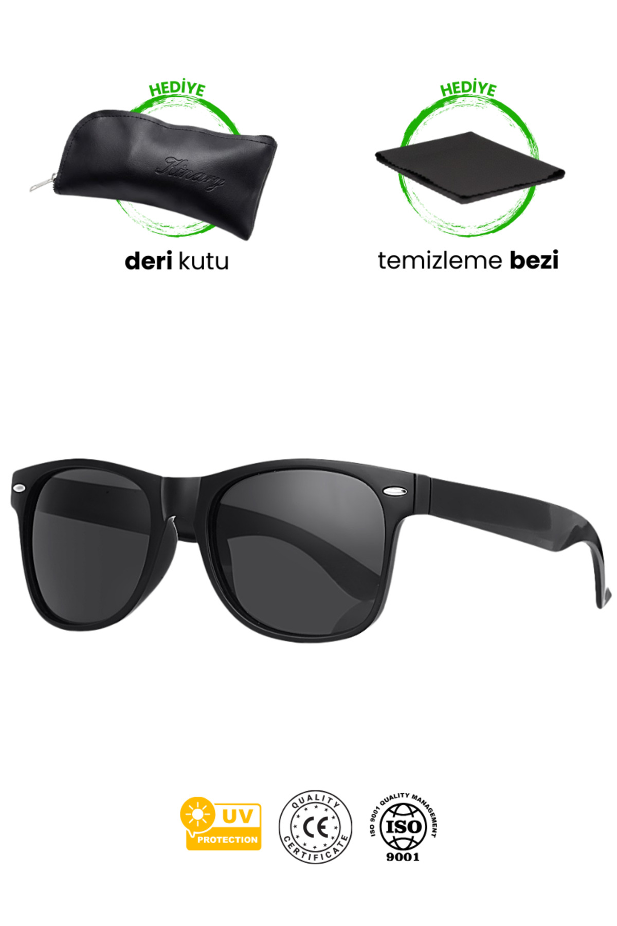 Kinary WayFarer Siyah Güneş Gözlüğü UV400 Unisex - Görsel 2
