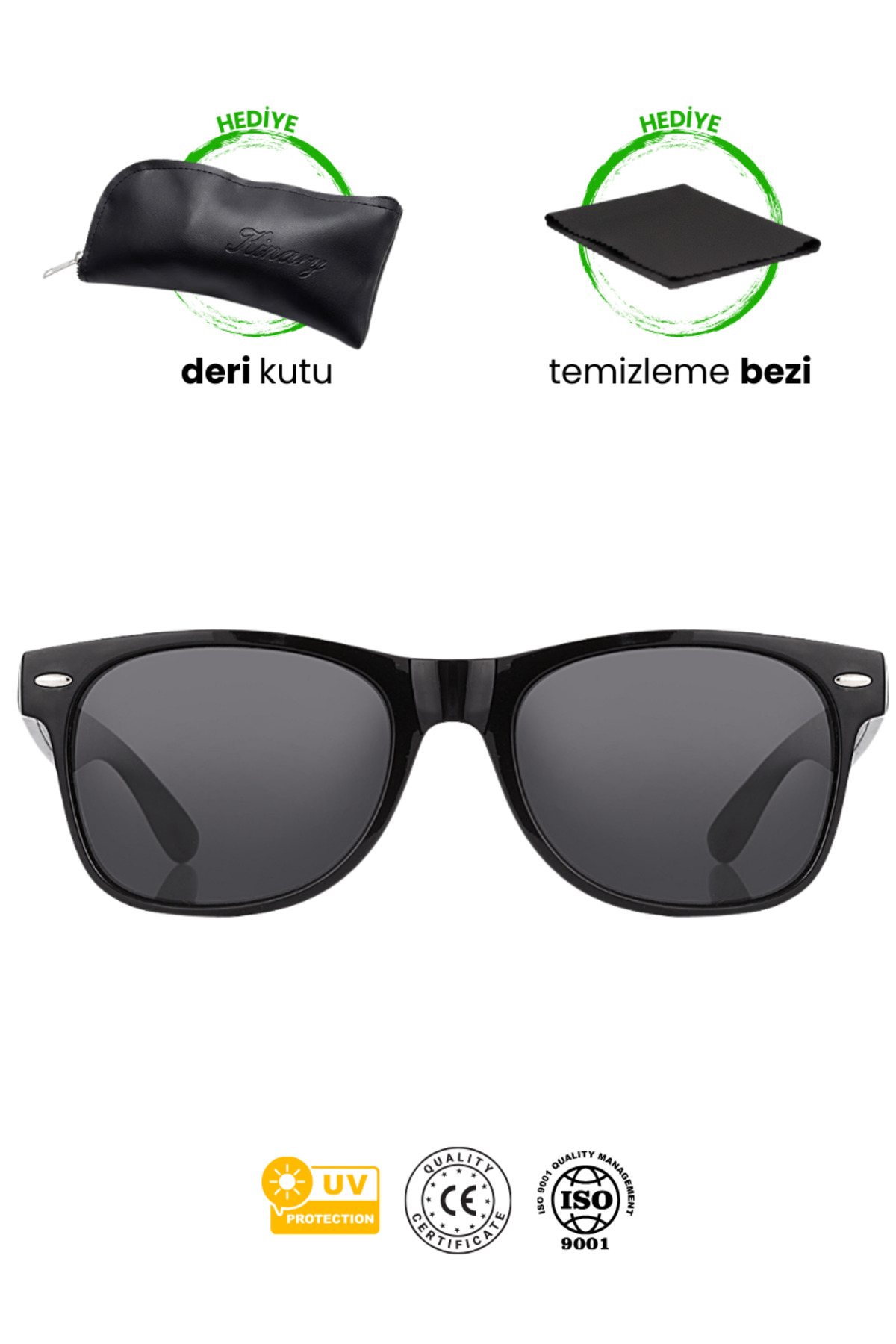 Kinary WayFarer Siyah Güneş Gözlüğü UV400 Unisex - Görsel 3