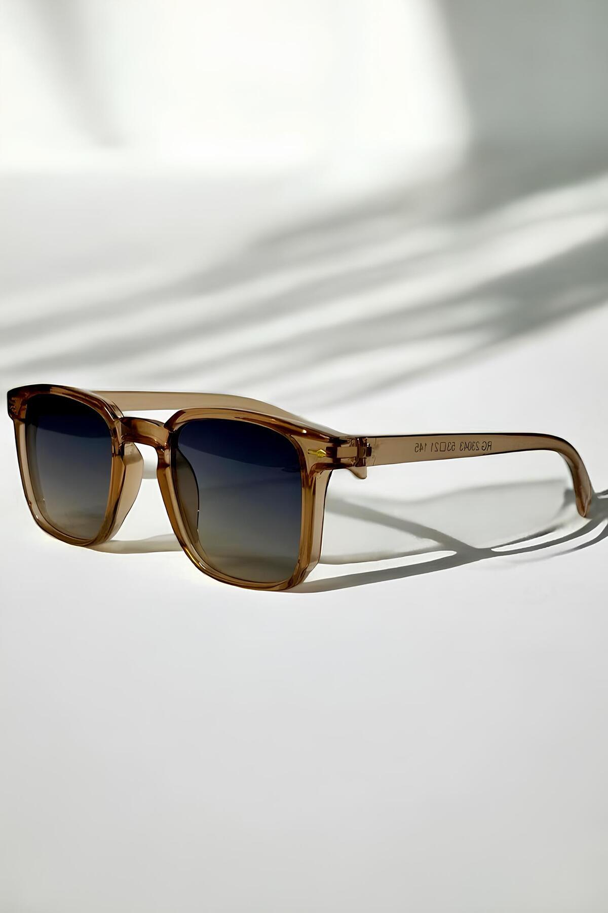 Chunky Frame Unisex Nude Vintage Kare Güneş Gözlüğü - Görsel 2