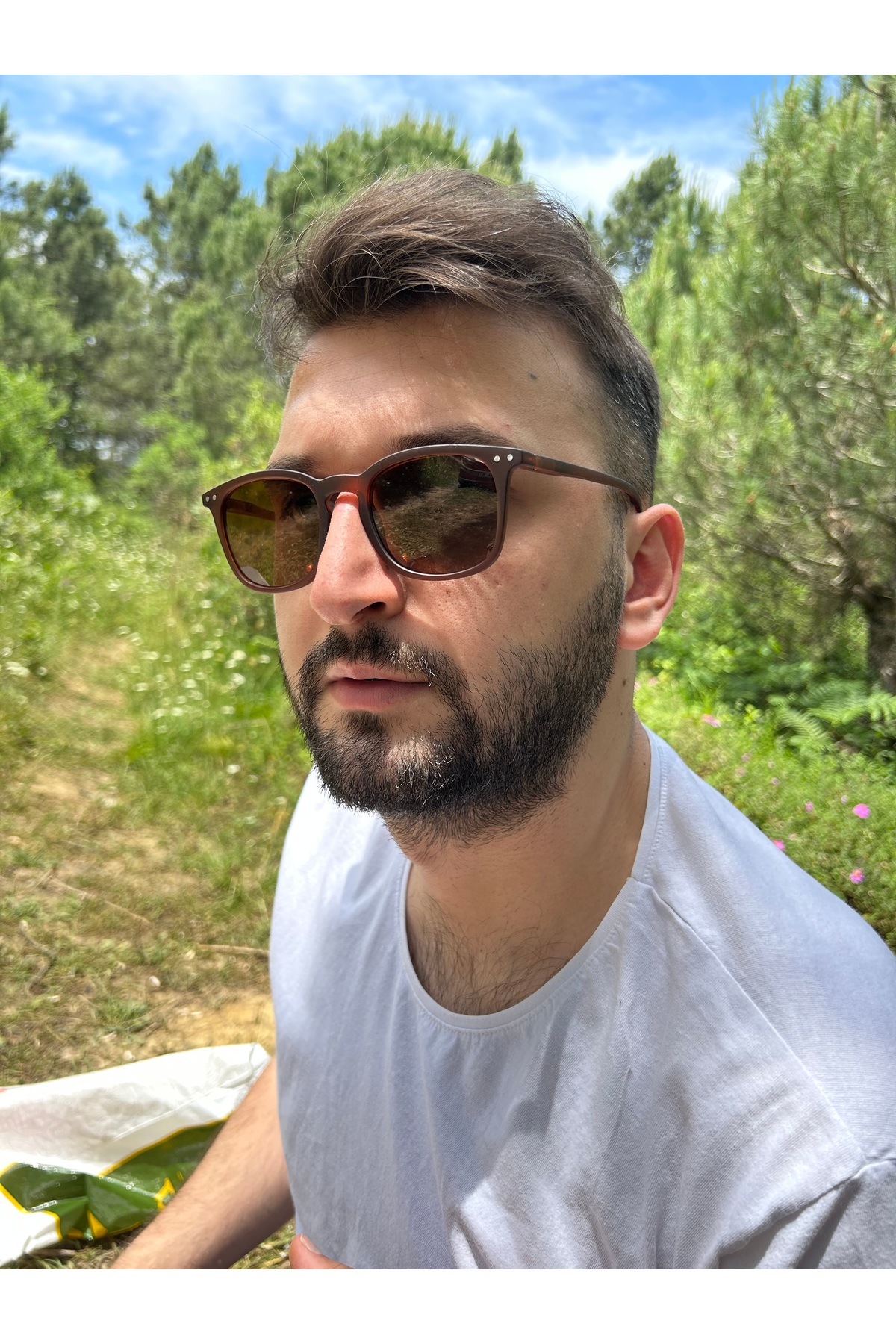 Ferrucci Lacivert Mat Kare Çerçeveli Marka Model Unisex Güneş Gözlüğü - Görsel 2