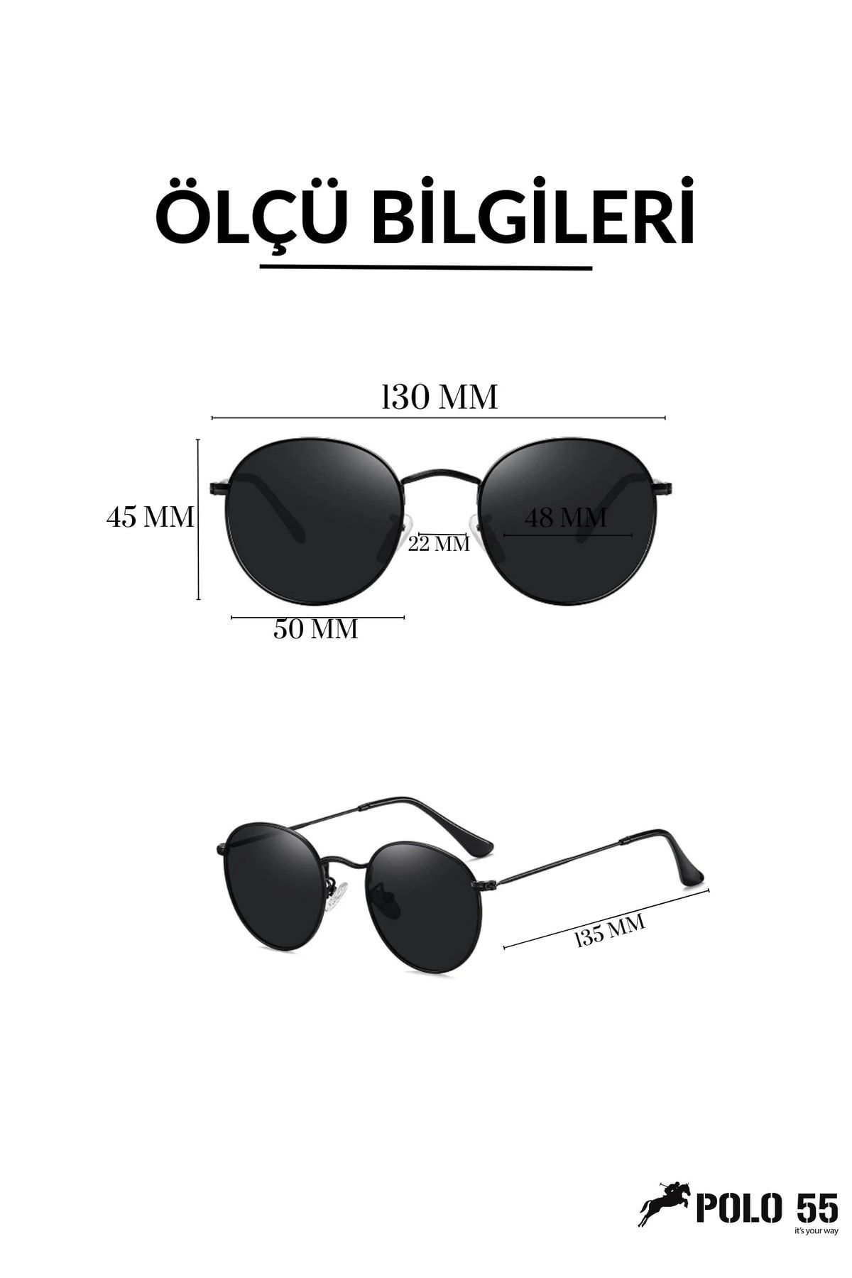 polo55.sport.1855 Round Metal Erkek Güneş Gözlüğü - Görsel 3