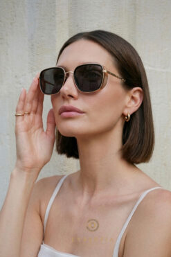 Eyesofia Izara Dikdörtgen Siyah Unisex Güneş Gözlüğü