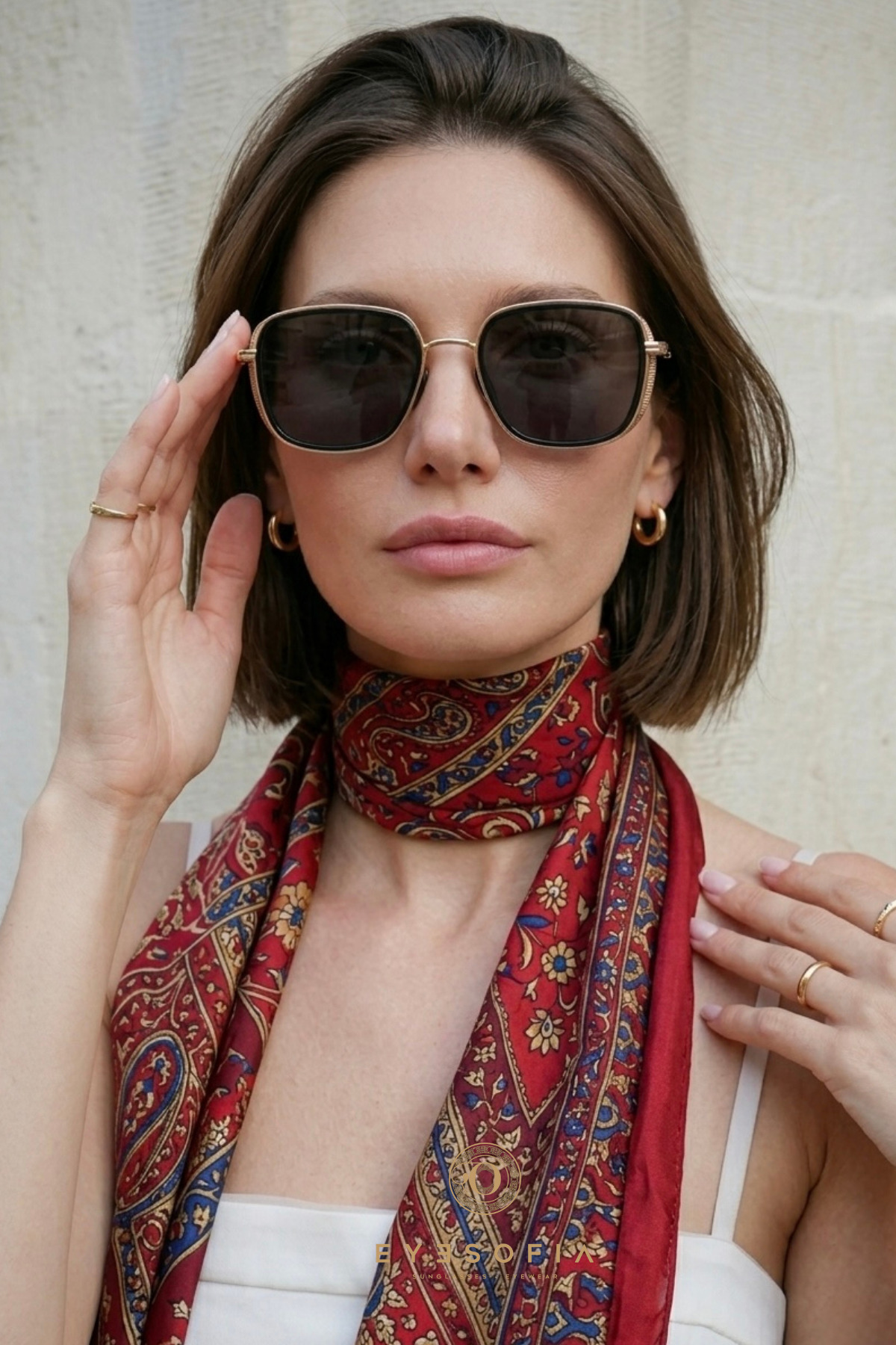 Eyesofia Izara Dikdörtgen Siyah Unisex Güneş Gözlüğü - Görsel 2