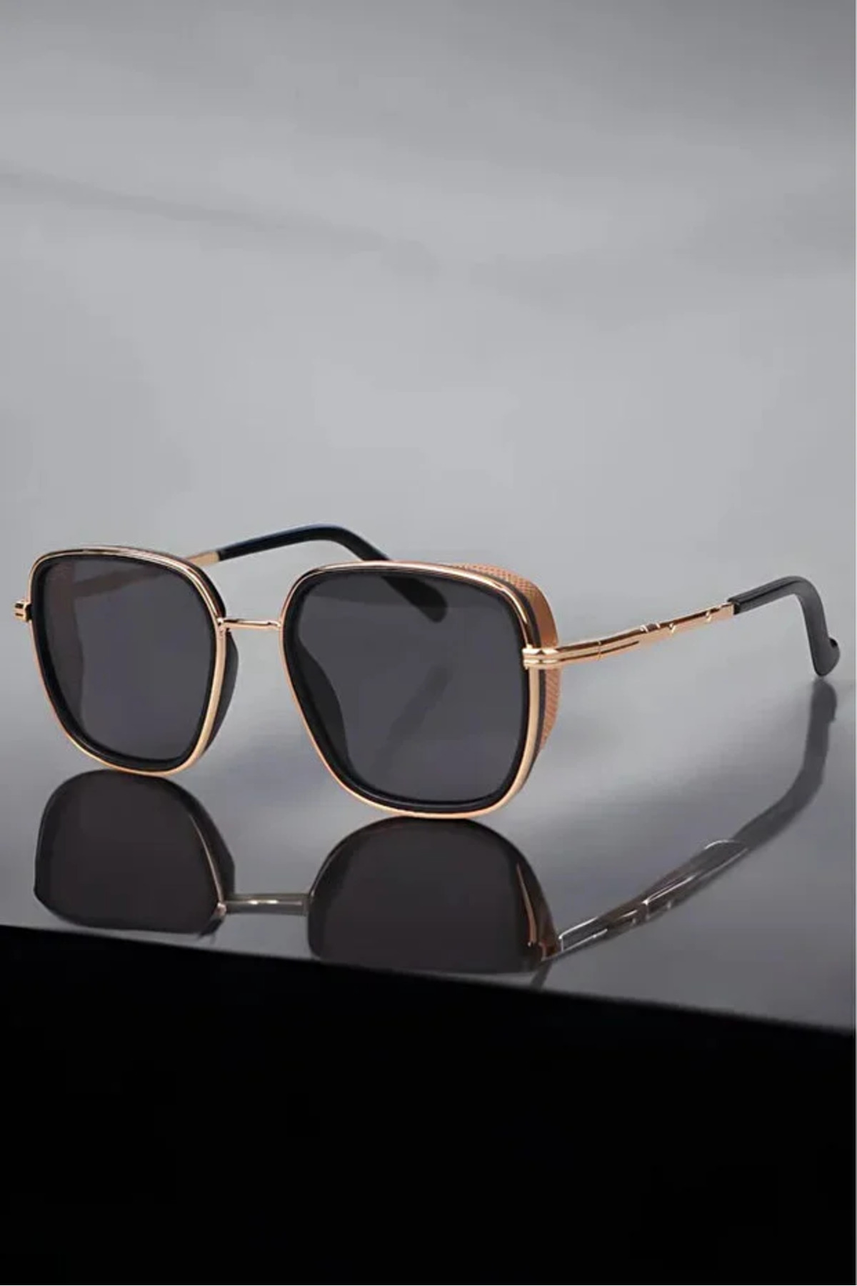 Eyesofia Izara Dikdörtgen Siyah Unisex Güneş Gözlüğü - Görsel 3