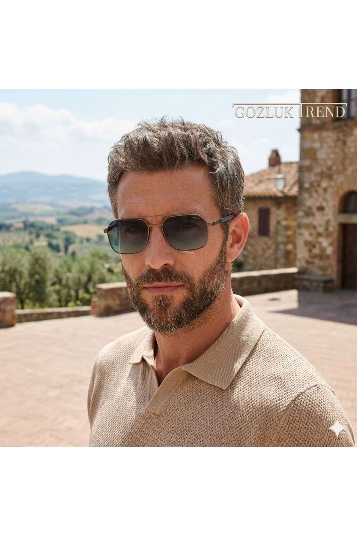 Vogue GÖZLÜK VO4356S 51374S 57 ERKEK GÜNEŞ GÖZLÜĞÜ Antik altın