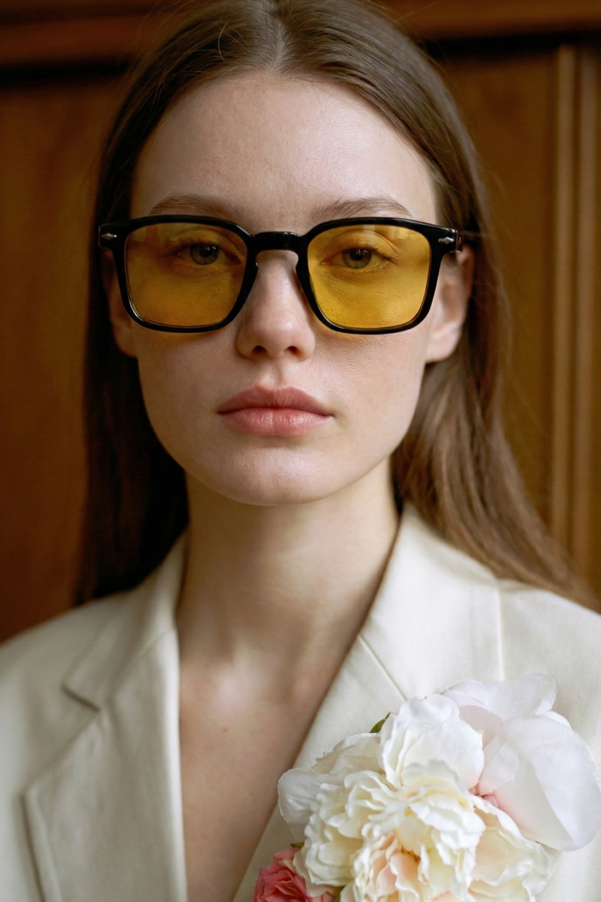 Eyesofia Zee Unisex Lüx Cam Siyah Füme Sarı Güneş Gözlüğü