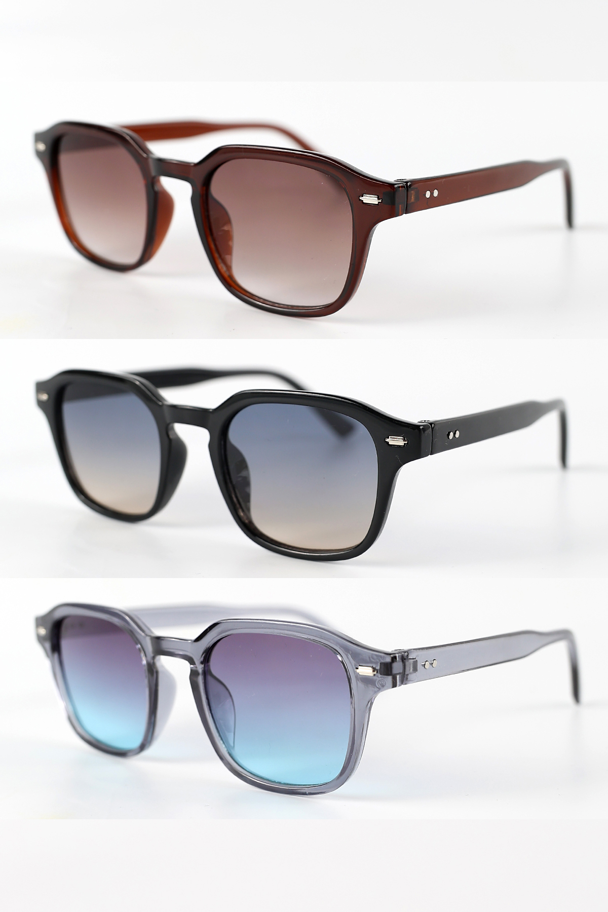 Lozzo 3lü Avantaj Seti Unisex Uv400 Koruma Kare Güneş Gözlüğü 23012