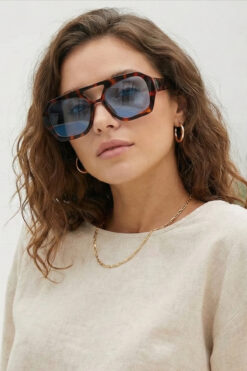 Kapin Viona Kemik Leopar Güneş Gözlüğü - Mavi