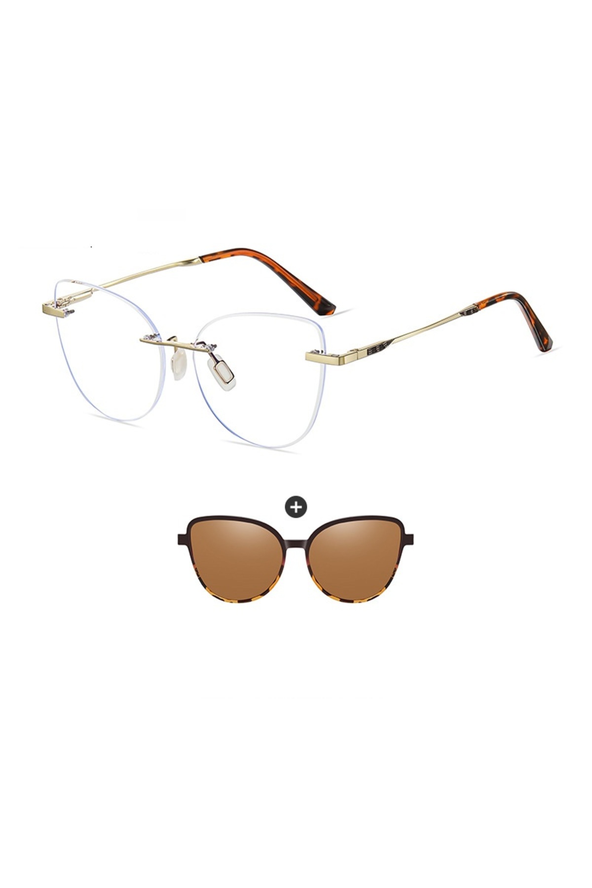 PROMARK UP Yeni Kadın Polarize Manyetik Güneş Gözlüğü Seti – Anti Mavi Işık Metal Çerçeveli