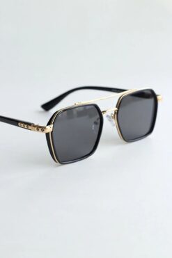 Chunky Frame Ecs Unisex Gold Siyah Unisex Kare Güneş Gözlüğü