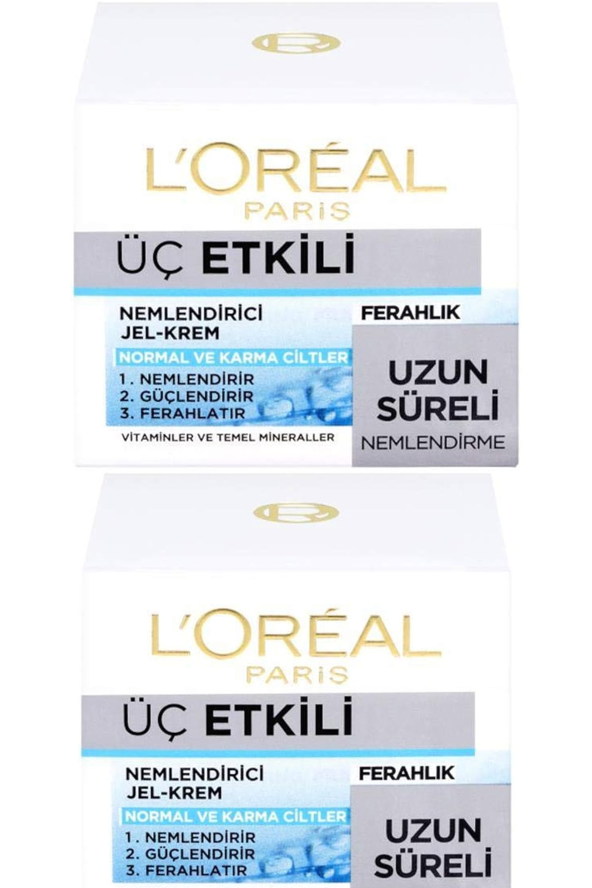L'Oreal Paris 2 adet üç etkili nemlendirici jel krem ferahlık 50 ml - Nemlendirir-Güçlendirir-Ferahlatır