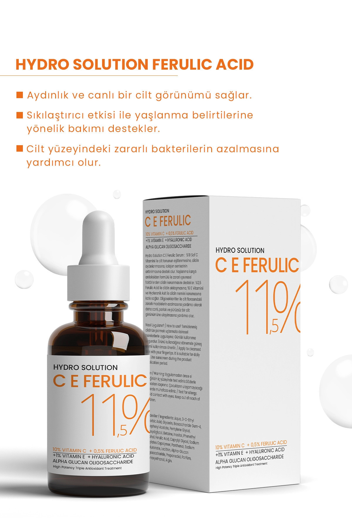 PROCSIN Hydro Solution C E %10 C Vitamin % 0,5 Aydınlatıcı Ferulic Acid 30 ml - Görsel 2