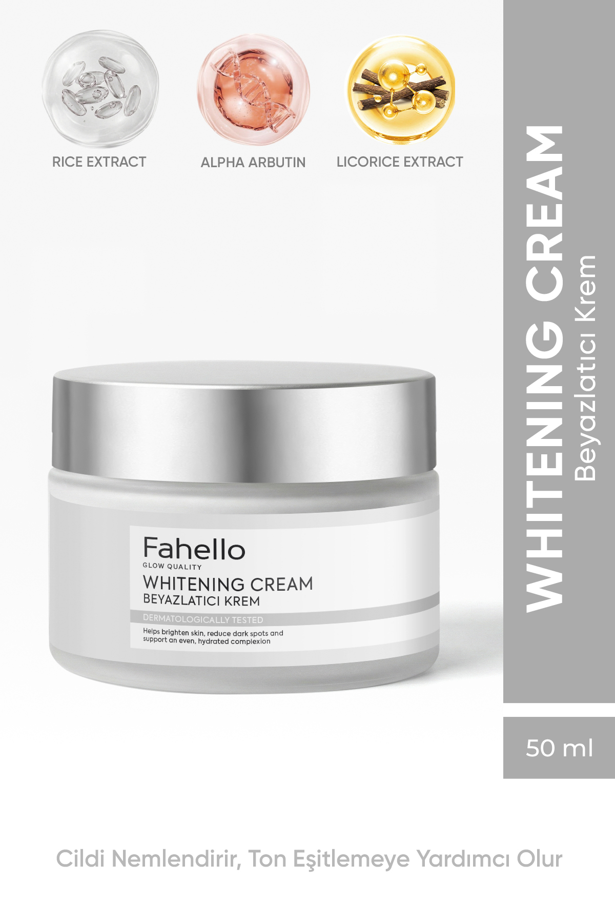 FAHELLO Pirinç Özlü Onarıcı Yüz ve Hassas Bölge Beyazlatıcı Krem (Koltuk Altı,Bikini,Diz,Dirsek)50 ml
