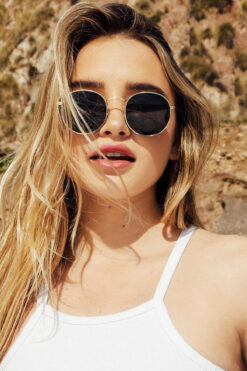 Polo55 Round Metal Rose-Siyah Yuvarlak Erkek Güneş Gözlüğü