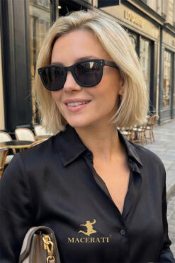 MACERATİ Maskol Unisex Siyah Oval Popüler Güneş Gözlüğü