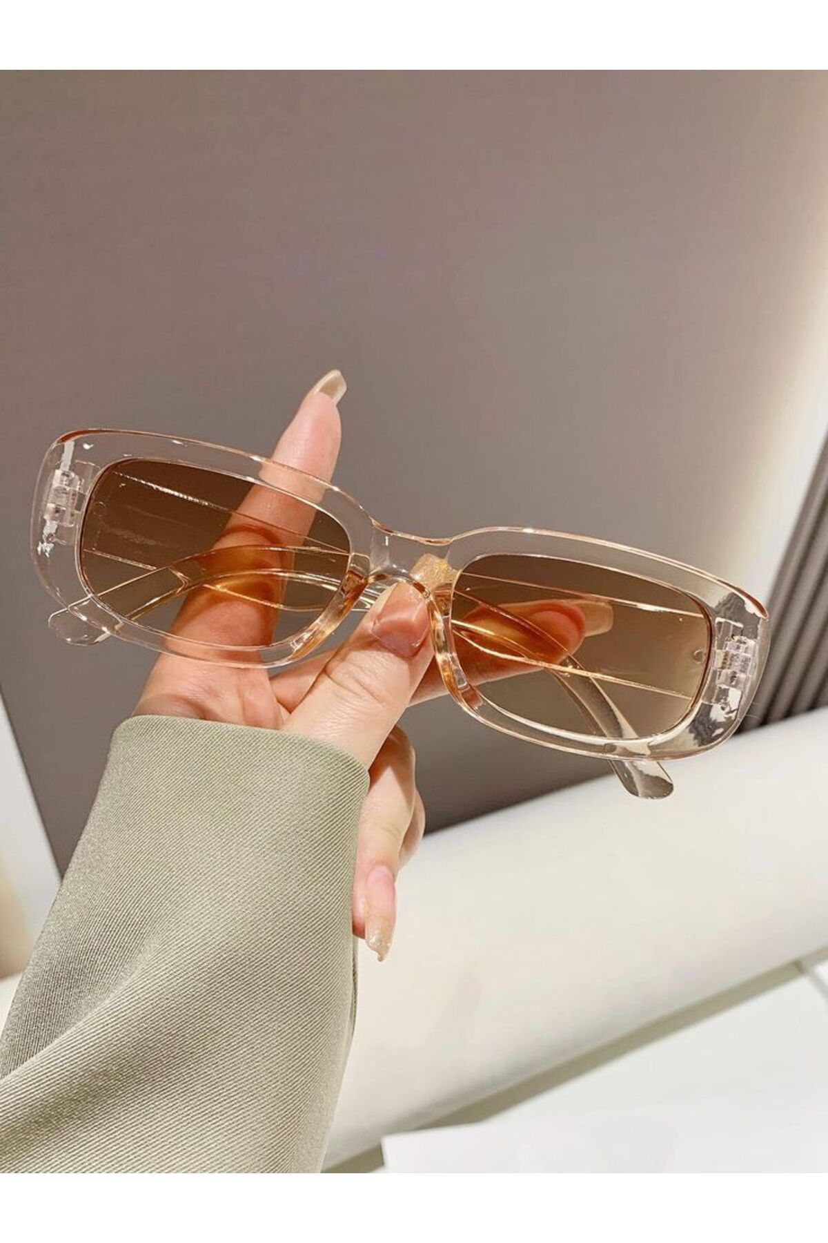 MACERATİ Chunky Frame Vintage Bal Rengi Unisex Güneş Gözlüğü