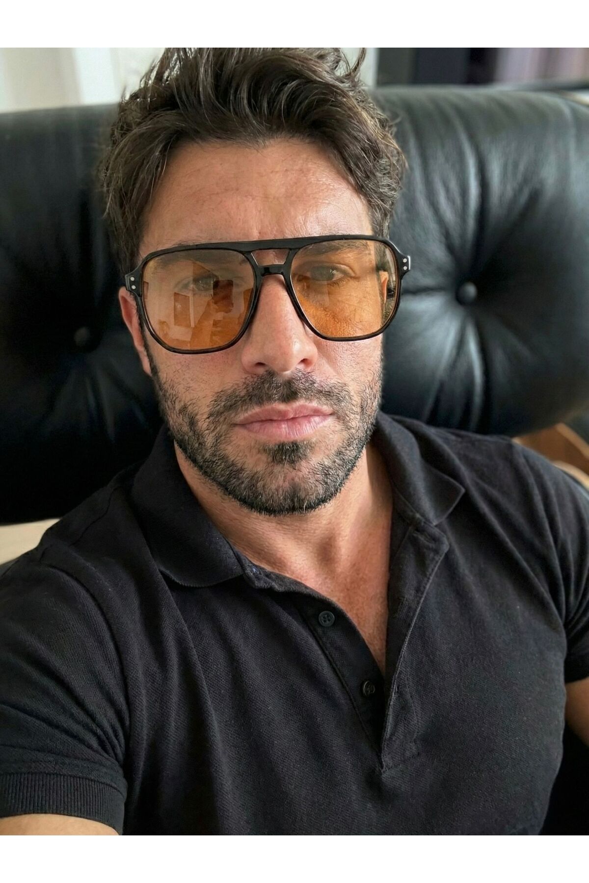 Goldmine Erkek Prive Güneş Gözlüğü UV400 Siyah Turuncu - Görsel 2