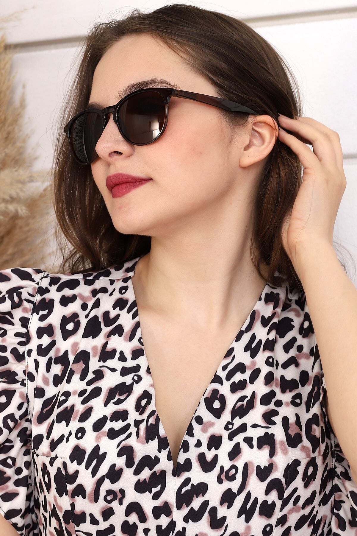 Della Pianto Tamela Unisex Kahverengi Güneş Gözlüğü - Görsel 3