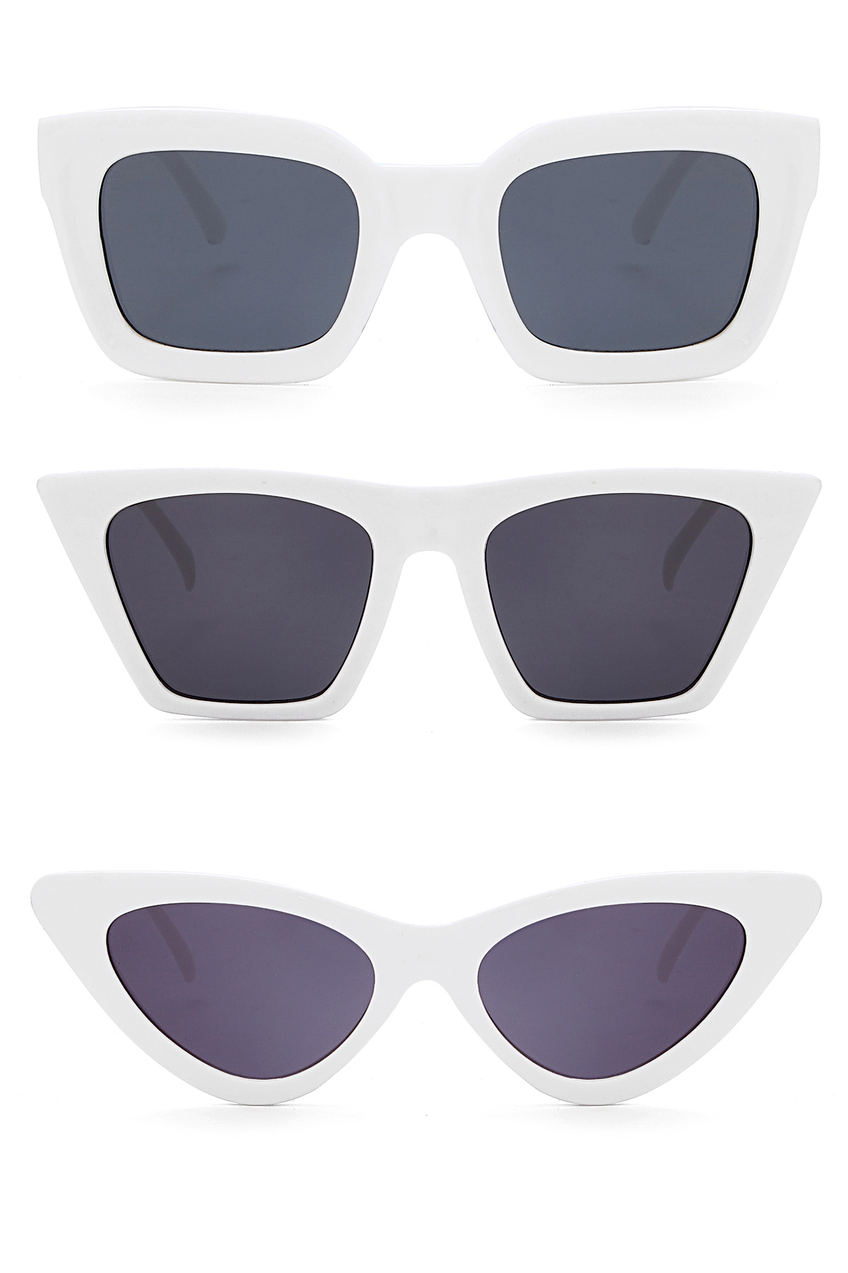 Nilu Moda Unisex Beyaz 3'lü Güneş Gözlüğü Seti - Görsel 2