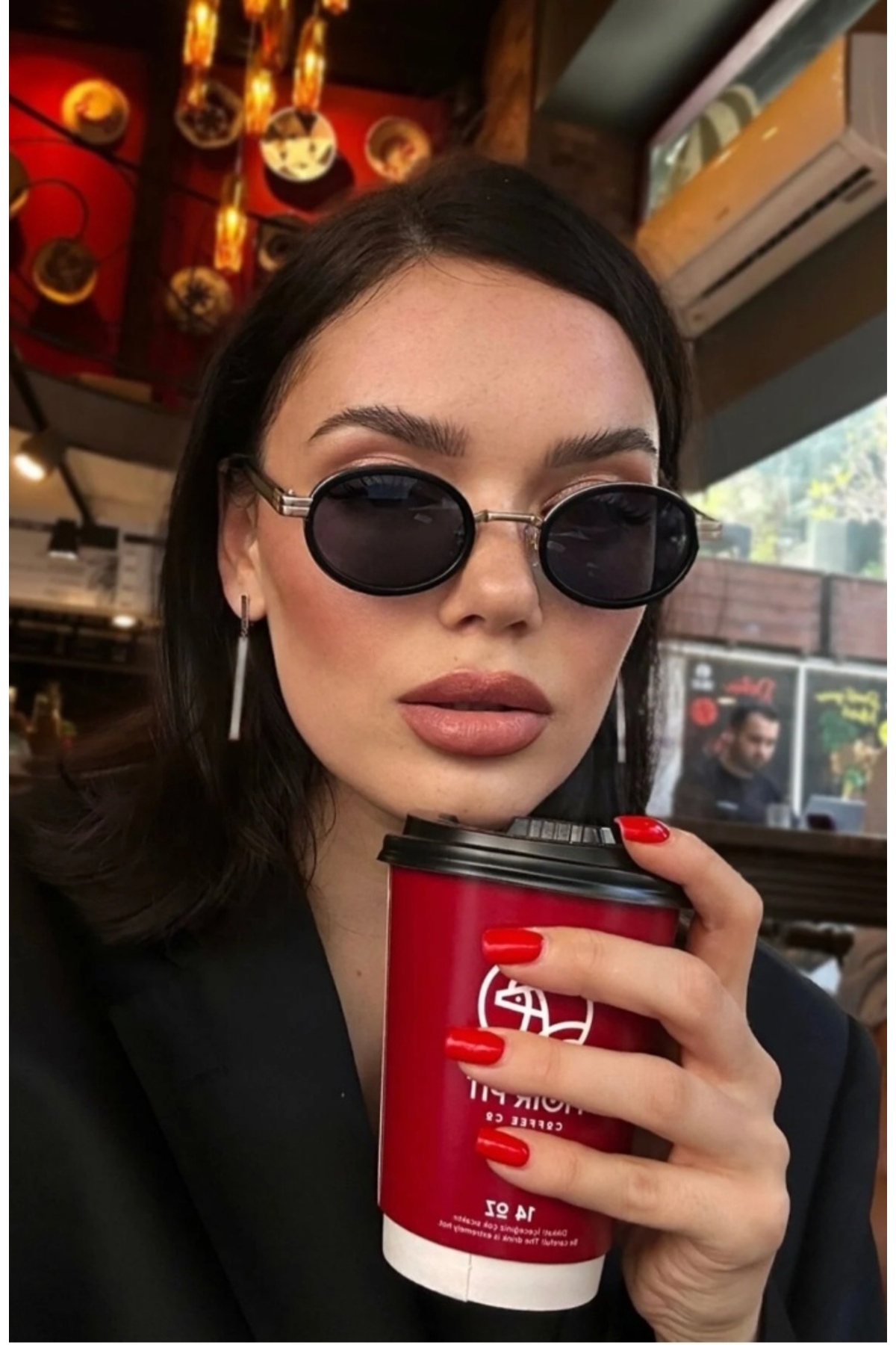 Byc polo beyza unisex siyah oval polariza cam güneş gözlüğü - Görsel 2