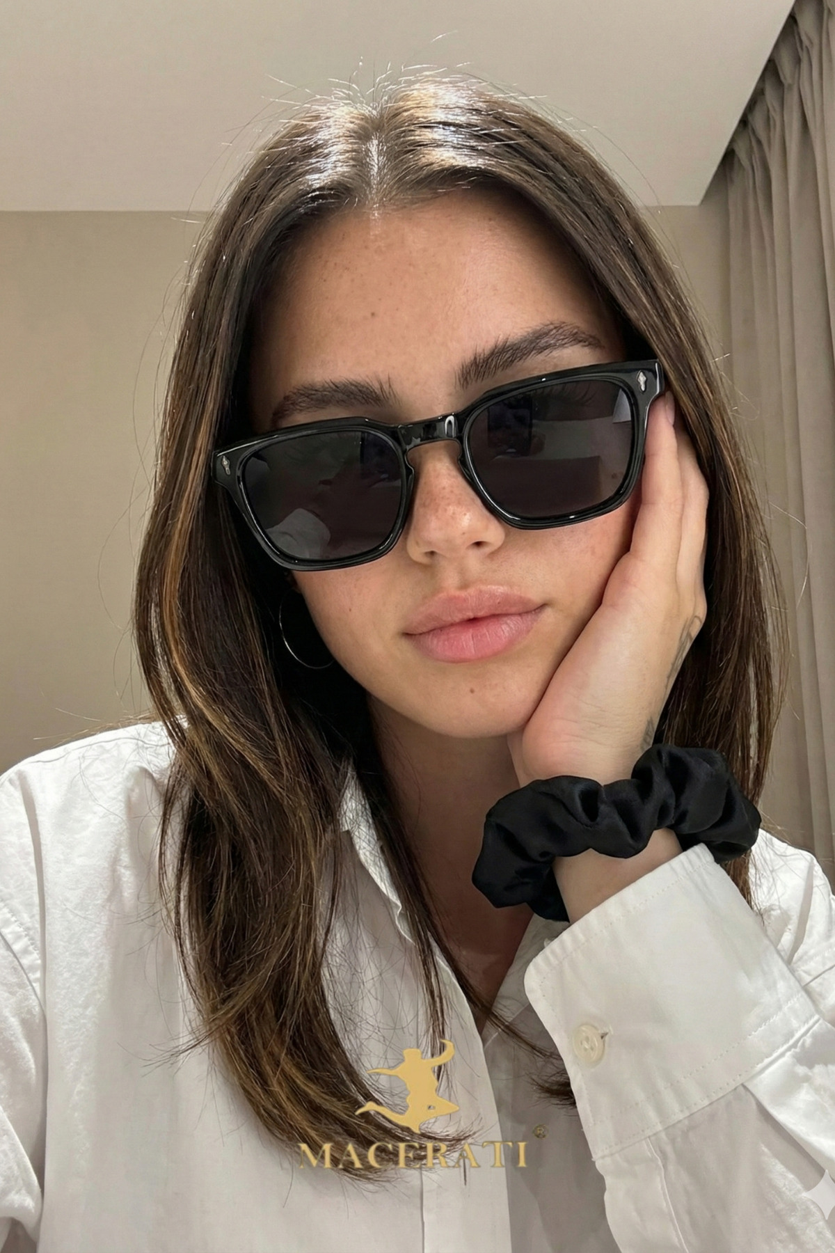 MACERATİ Swank Unisex Siyah Kare Çerçeve Güneş Gözlüğü