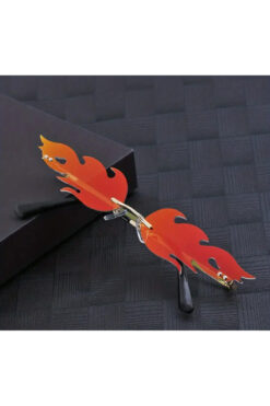 redame Ateş Çerçevesiz Unisex Festival Kırmızı Güneş Gözlüğü Gözlük y2k pinterest baddie Kaplı Gönderi