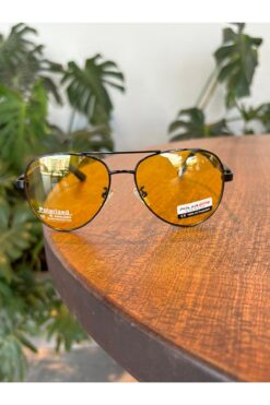 funeyes Antifar Polarize Sarı Camlı Siyah Damla Model Güneş Gözlüğü Unisex Kadın erkek Gözlük