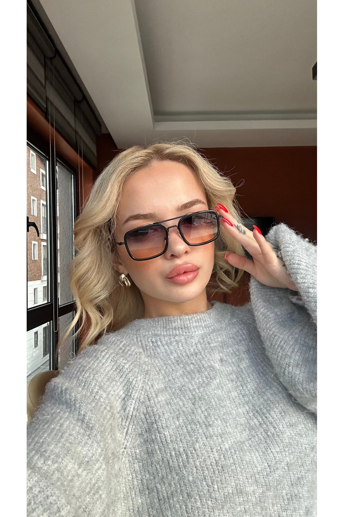 Angel Eyes Unısex Siyah Kahverengi Degrade Cam Siyah Metal Çerçeve Güneş Gözlüğü