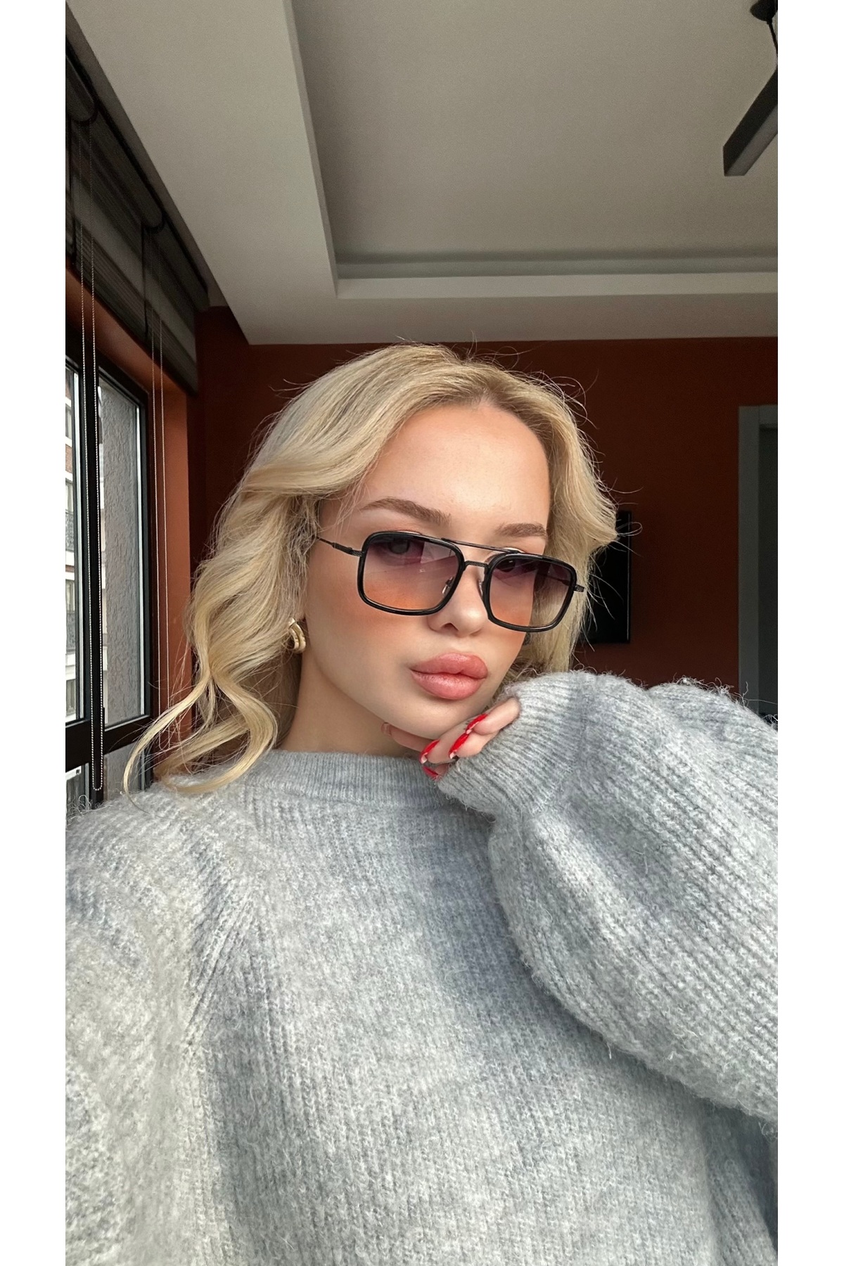 Angel Eyes Unısex Siyah Kahverengi Degrade Cam Siyah Metal Çerçeve Güneş Gözlüğü - Görsel 2