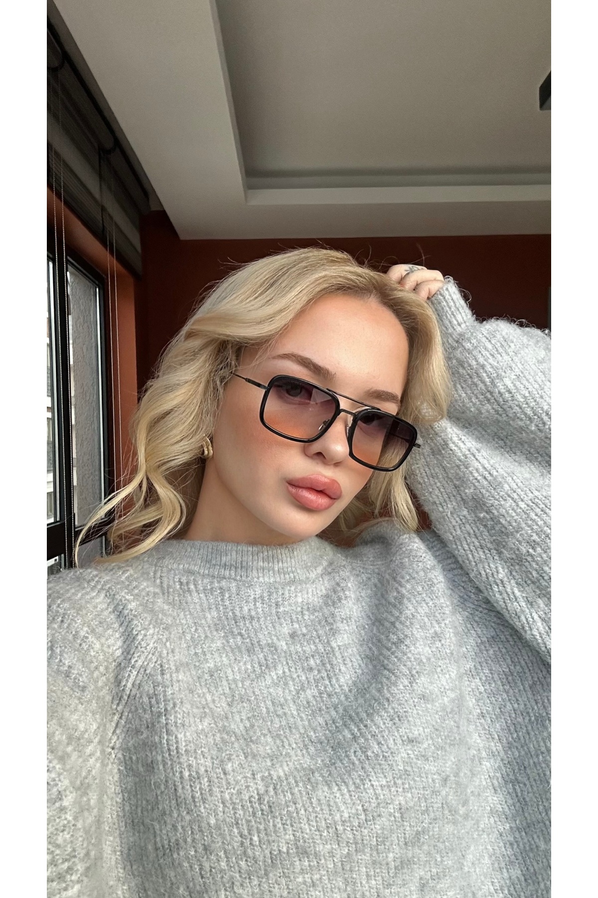 Angel Eyes Unısex Siyah Kahverengi Degrade Cam Siyah Metal Çerçeve Güneş Gözlüğü - Görsel 3