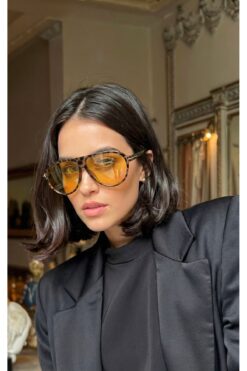 LOOKUP GÜNEŞ GÖZLÜĞÜ UV400 KORUMALI PİLOT LEOPAR TURUNCU UNİSEX YENİ SEZON KILIF VE SİLME BEZİ HEDİYELİ