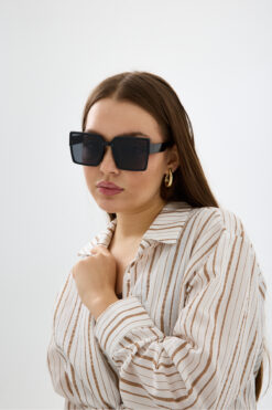 Chunky Frame Mılan Unısex Siyah Kare Lüx Güneş Gözlüğü