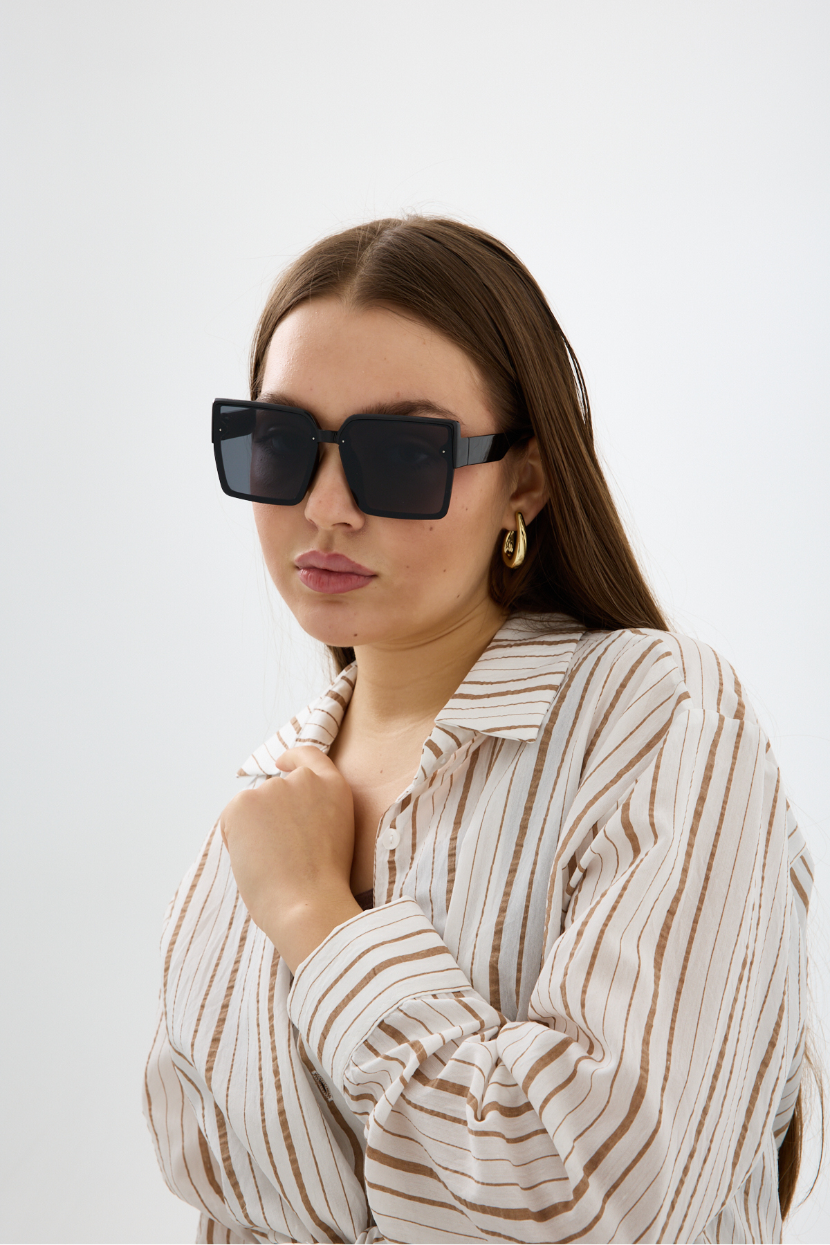 Chunky Frame Mılan Unısex Siyah Kare Lüx Güneş Gözlüğü