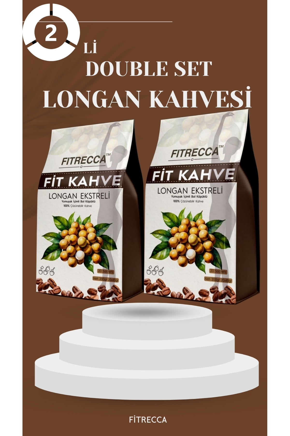 RECCAFIT FITRECCA Fit Kahve Longan Ekstreli 20 Saşe 2x - 100% Çözünebilir Kahve
