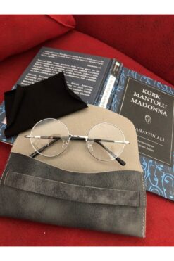 eticacollections Jonh Lennon Gümüş Şefaf Gözlük Unisex Deri Kılıf Ve Silme Bezli