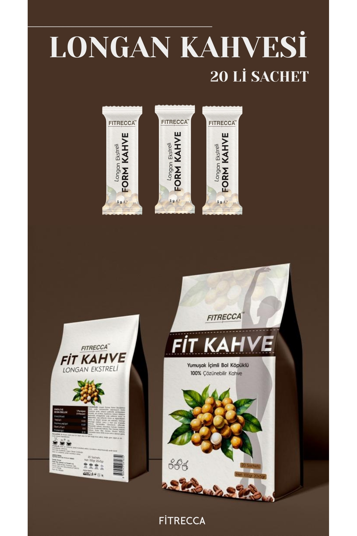RECCAFIT FITRECCA Fit Kahve Longan Ekstreli 20 Saşe 2x - 100% Çözünebilir Kahve - Görsel 2