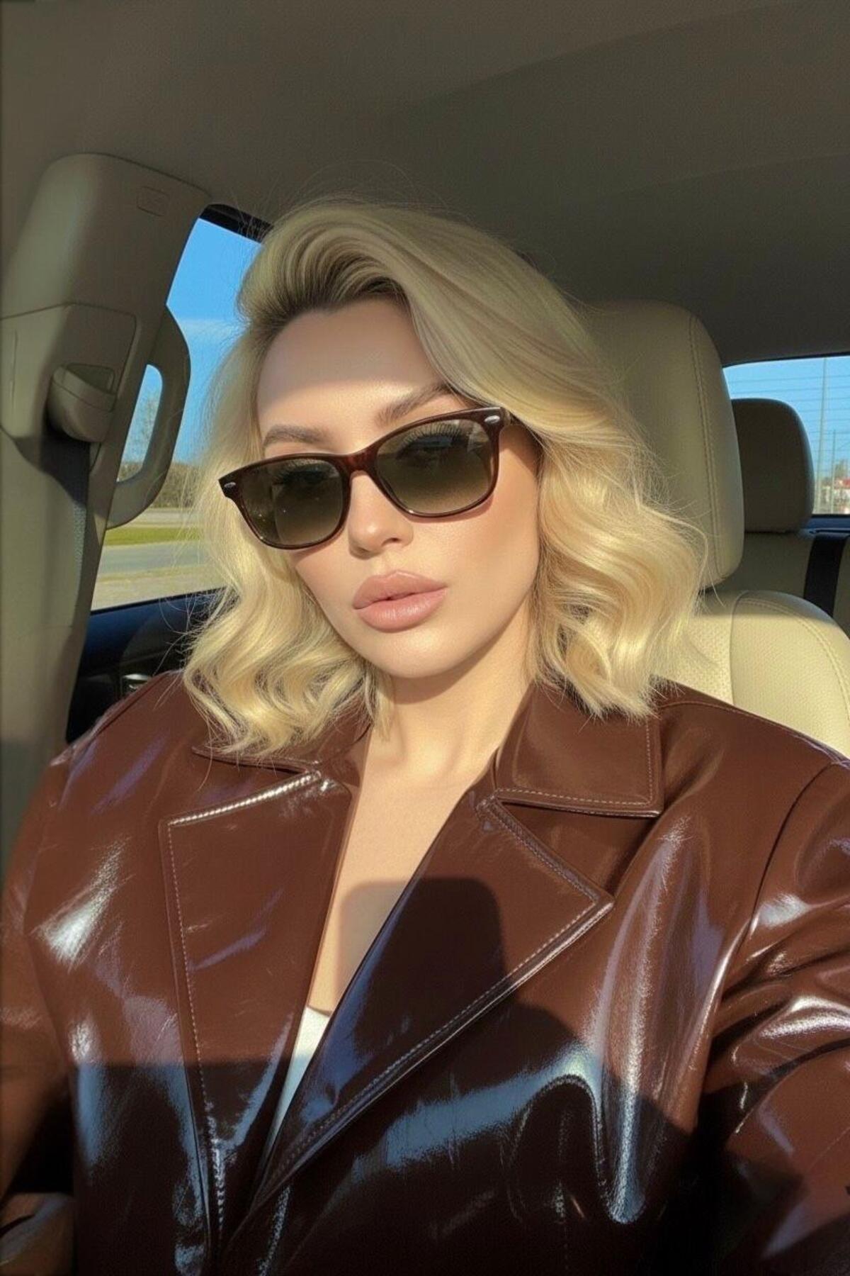 Goldmine Unisex Kemik Güneş Gözlüğü Kahverengi Yeşil - Görsel 2