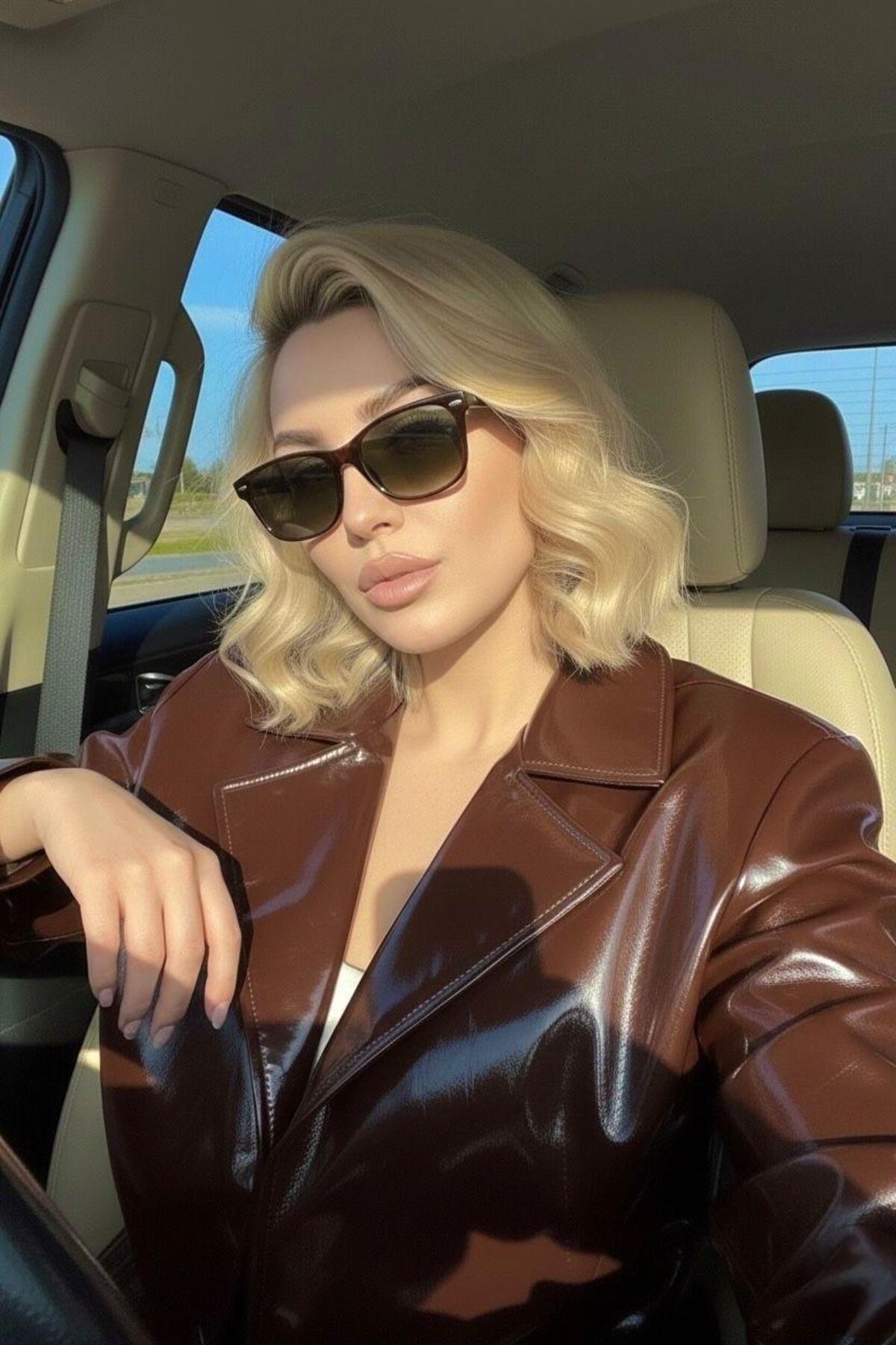 Goldmine Unisex Kemik Güneş Gözlüğü Kahverengi Yeşil - Görsel 3