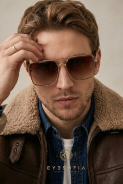 Eyesofia Yüksek Kalite Titanyum Kare Kahverengi Unisex Güneş Gözlüğü