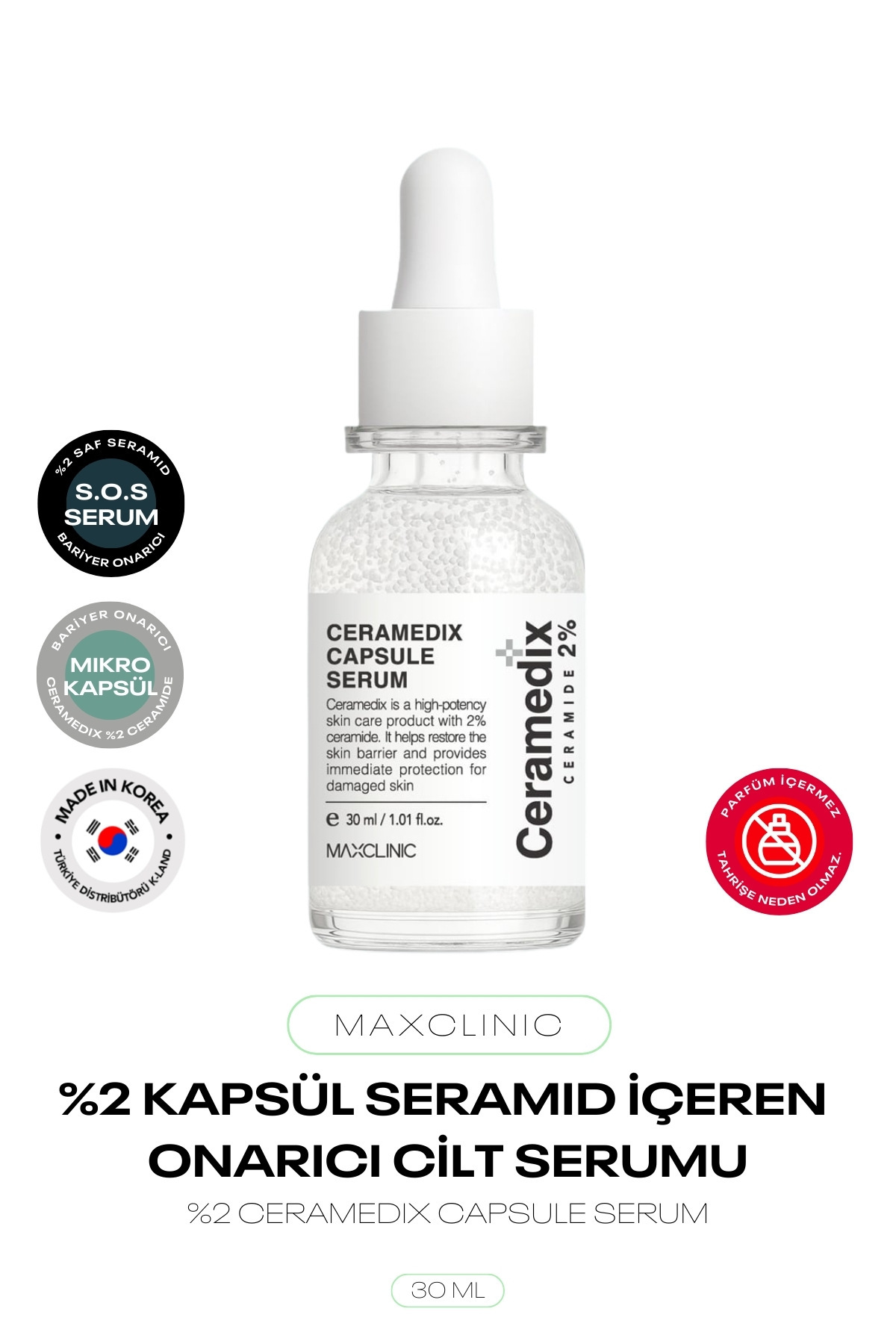 MAXCLINIC %2 Kapsül Seramid İçeren Onarıcı Yüz Serumu Ceramedix Capsule Serum