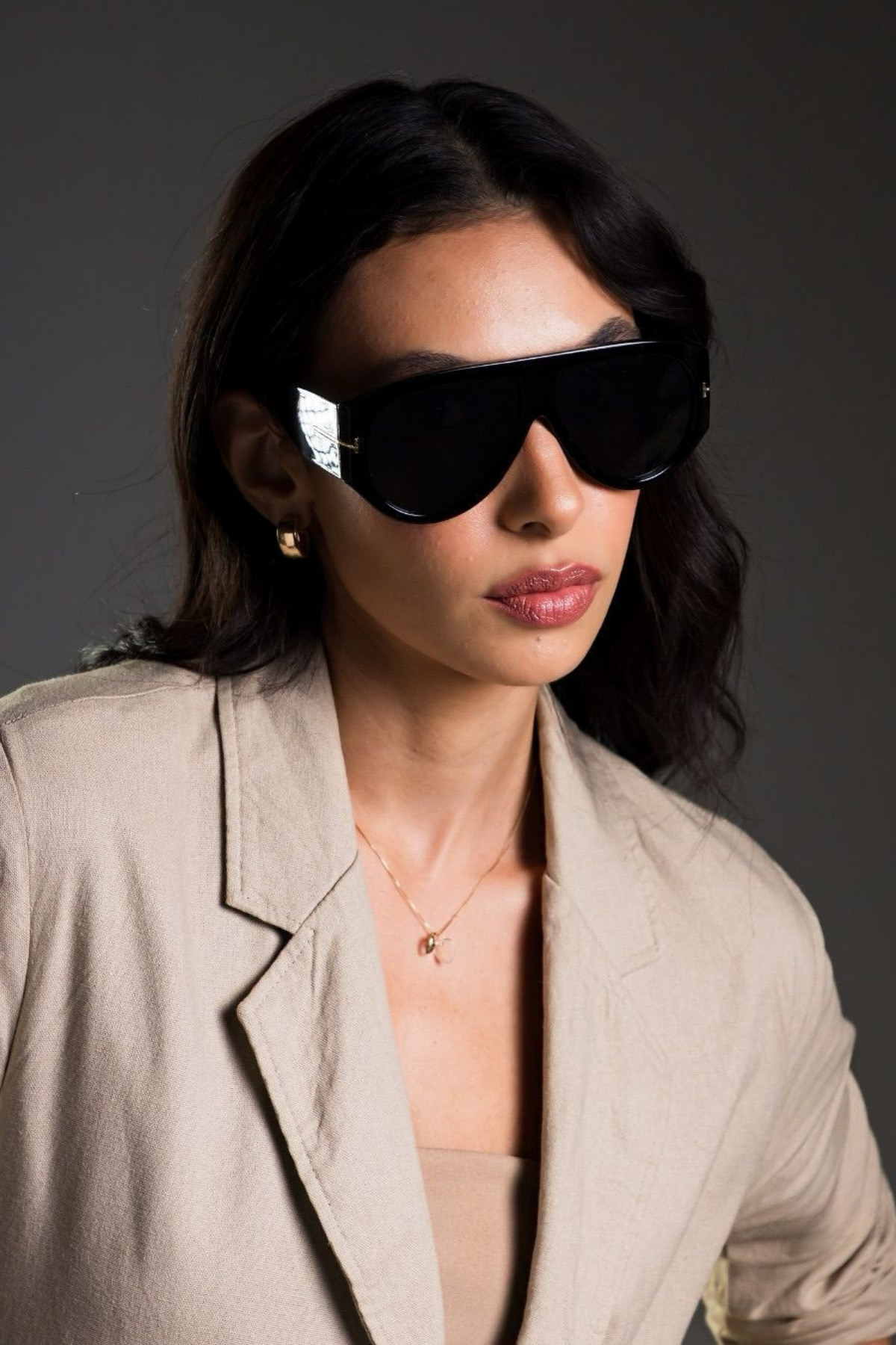 Chunky Frame Jaun Vintage Siyah Unisex Güneş Gözlüğü