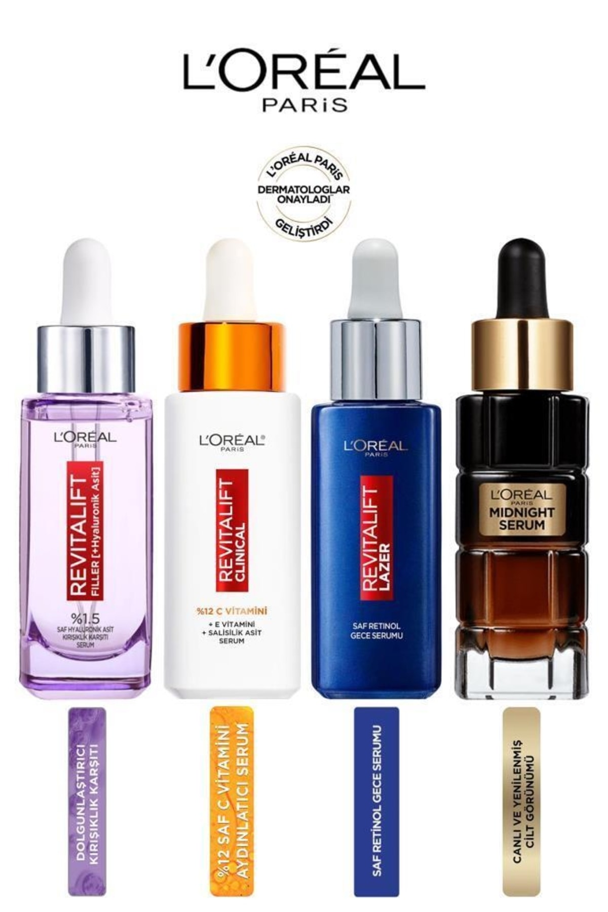 L'Oreal Paris Loreal Filler-retinol-midnight-c Vtamin Serum Seti 4