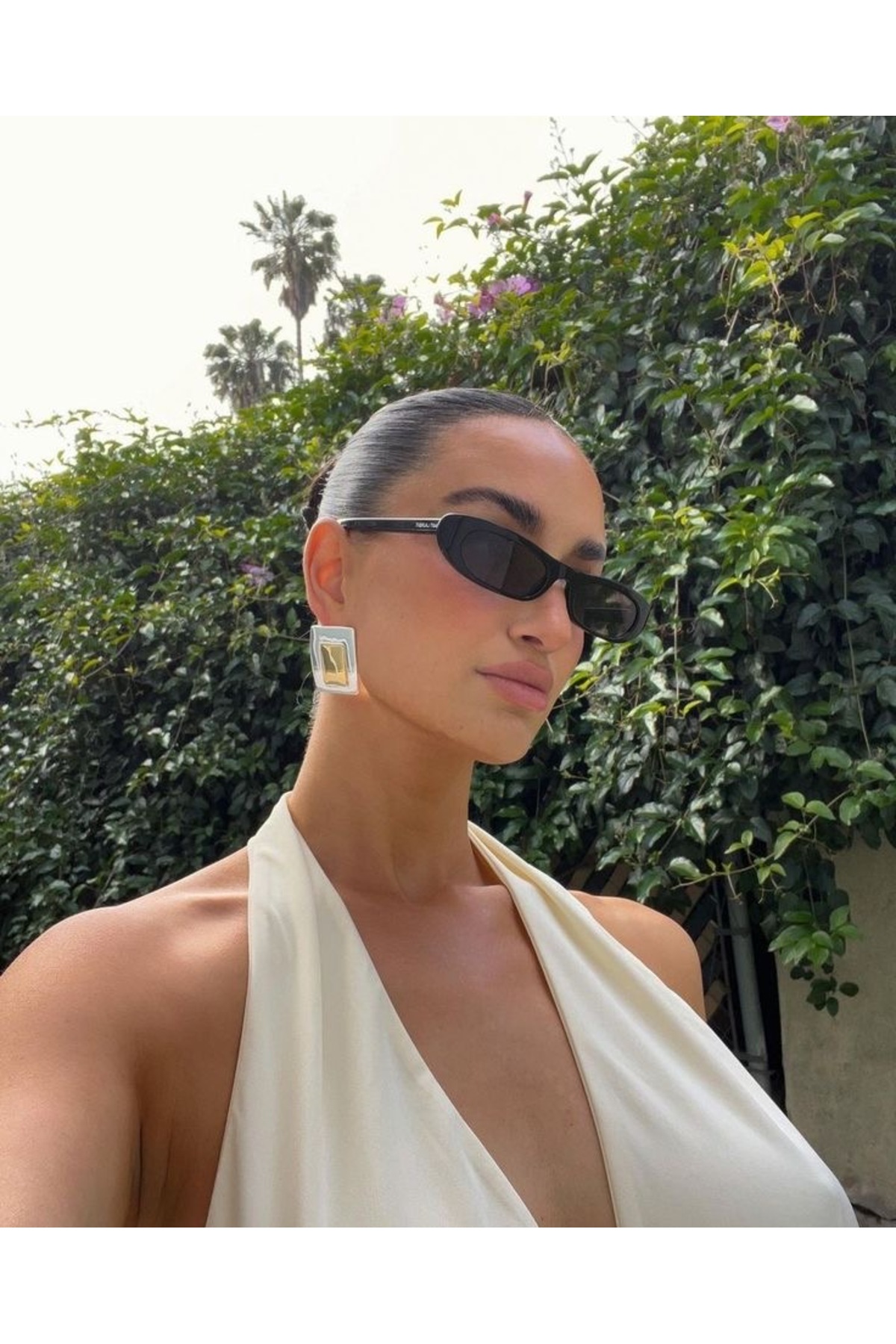 LOOKUP NEW Unisex Kadın Erkek Uv400 Korumalı Dikdörtgen Cat Eye Siyah Kemik Optik Güneş Gözlüğü