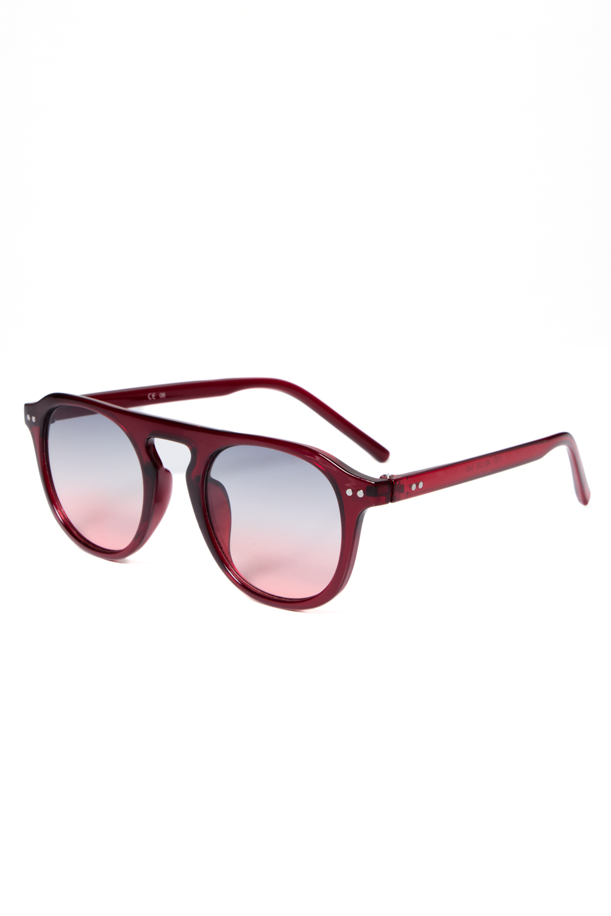 Verano Soft Ruby Yuvarlak Hatlı Kırmızı Şeffaf Çerçeve Degrade Cam Premium Unisex Güneş Gözlüğü