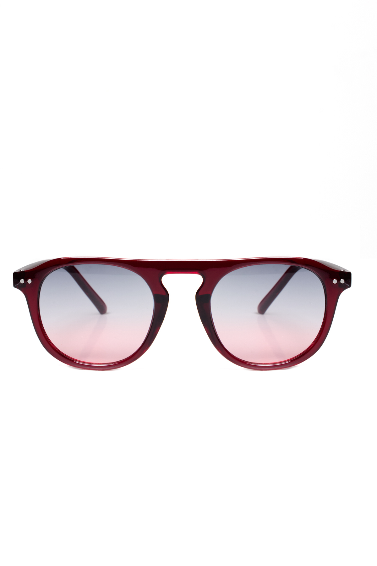 Verano Soft Ruby Yuvarlak Hatlı Kırmızı Şeffaf Çerçeve Degrade Cam Premium Unisex Güneş Gözlüğü - Görsel 2